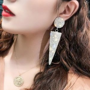 🎀Full Rhinestones Circle Triangle Drop Luxury Earrings